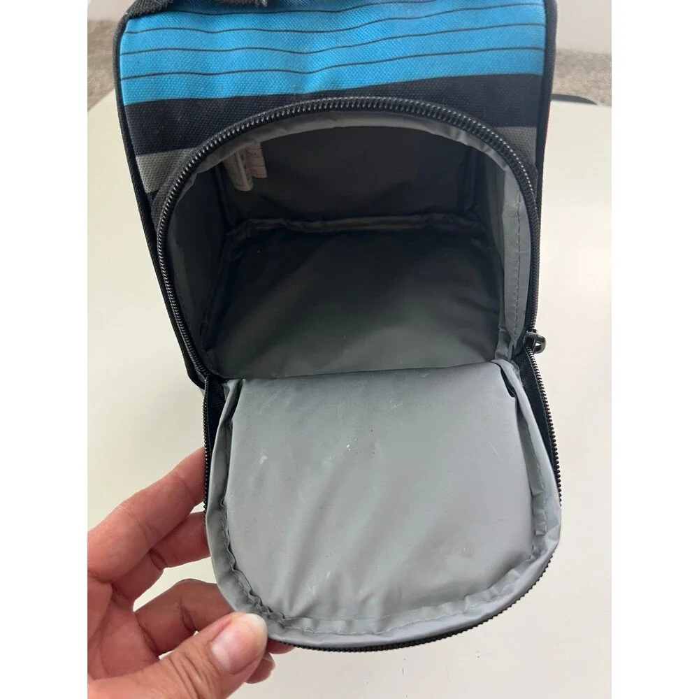 Kids Hurley Skate Black Striped 2 Pouch Insulated School Work Lunch Bag Tote - Picture 7 of 8